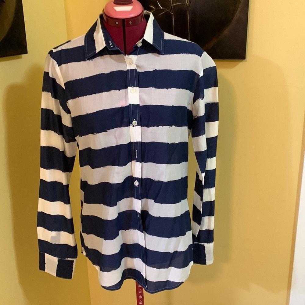 Soft Wash Chemise Blue and White striped shirt Button up